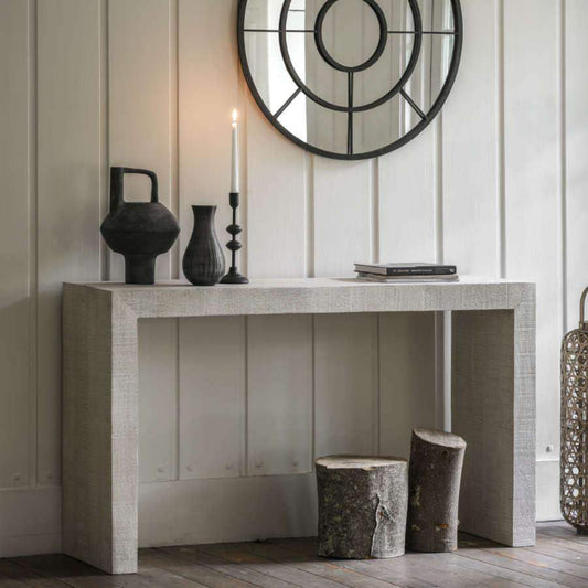 Whitewashed Rustic Chunky Mango Wood Console Table - The Farthing