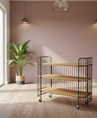 Wide Industrial Metal Shelf Trolley Unit