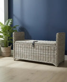 Wide Rectangular Rattan Storage Bench - The Farthing