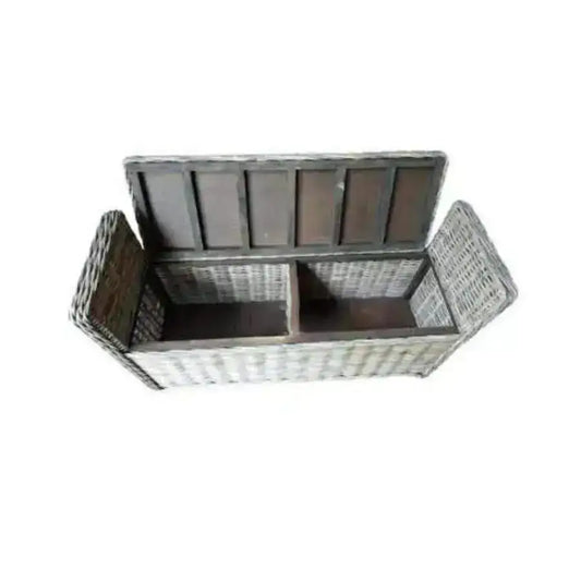Wide Rectangular Rattan Storage Bench - The Farthing