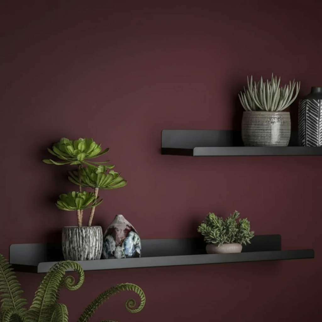 wide black slim shelf 
