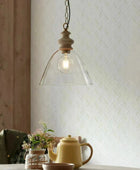 Wood and Glass Farm House Pendant Light - The Farthing