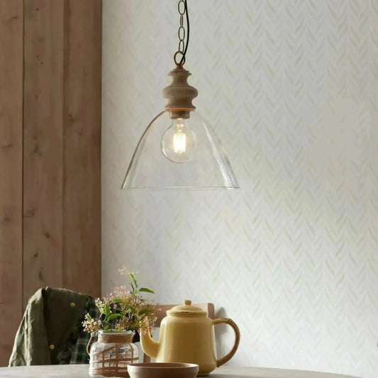 Wood and Glass Farm House Pendant Light - The Farthing