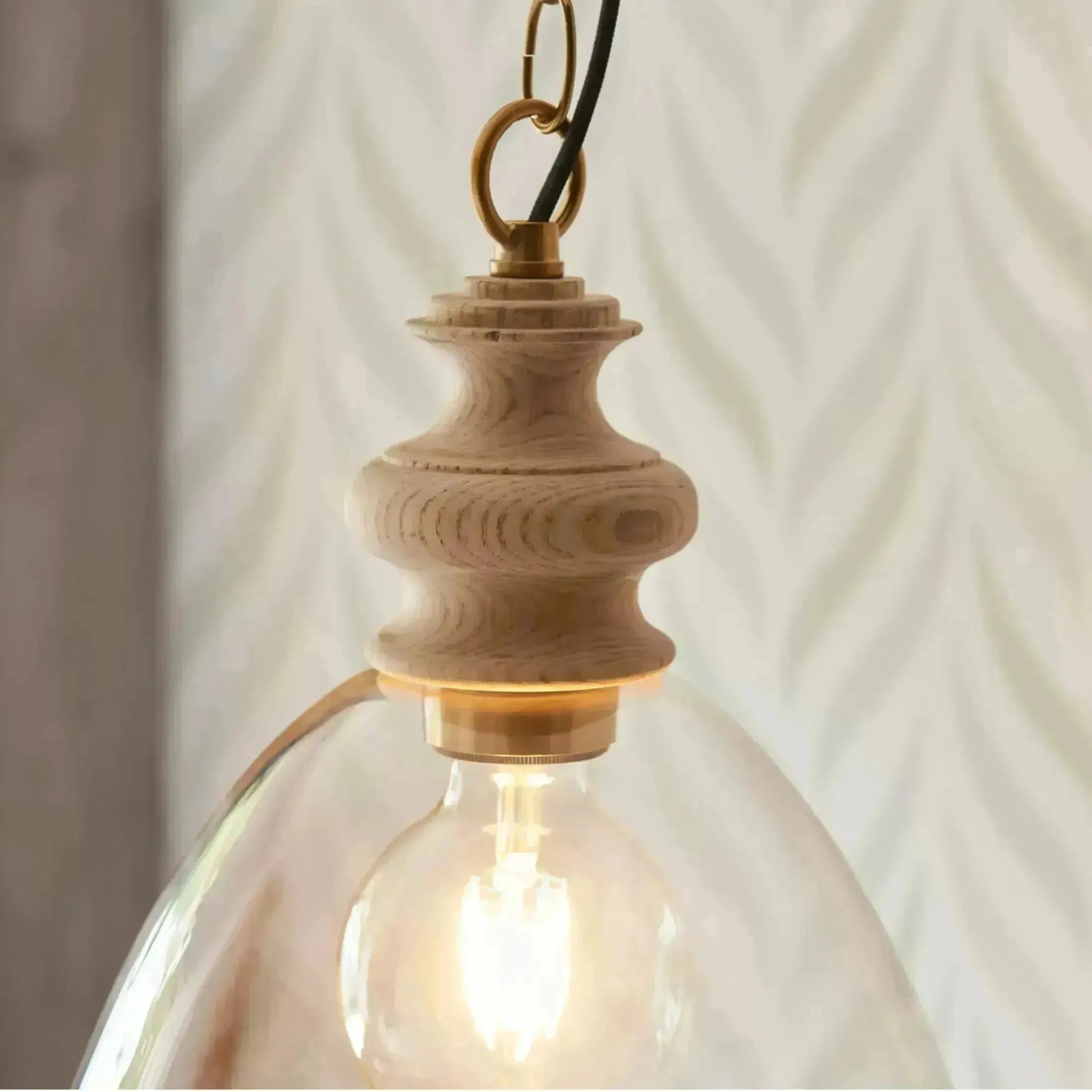 Wood and Glass Farm House Pendant Light - The Farthing