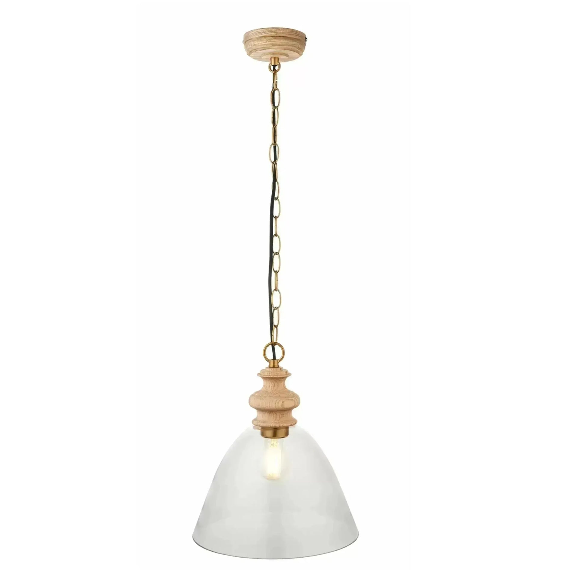 Wood and Glass Farm House Pendant Light - The Farthing