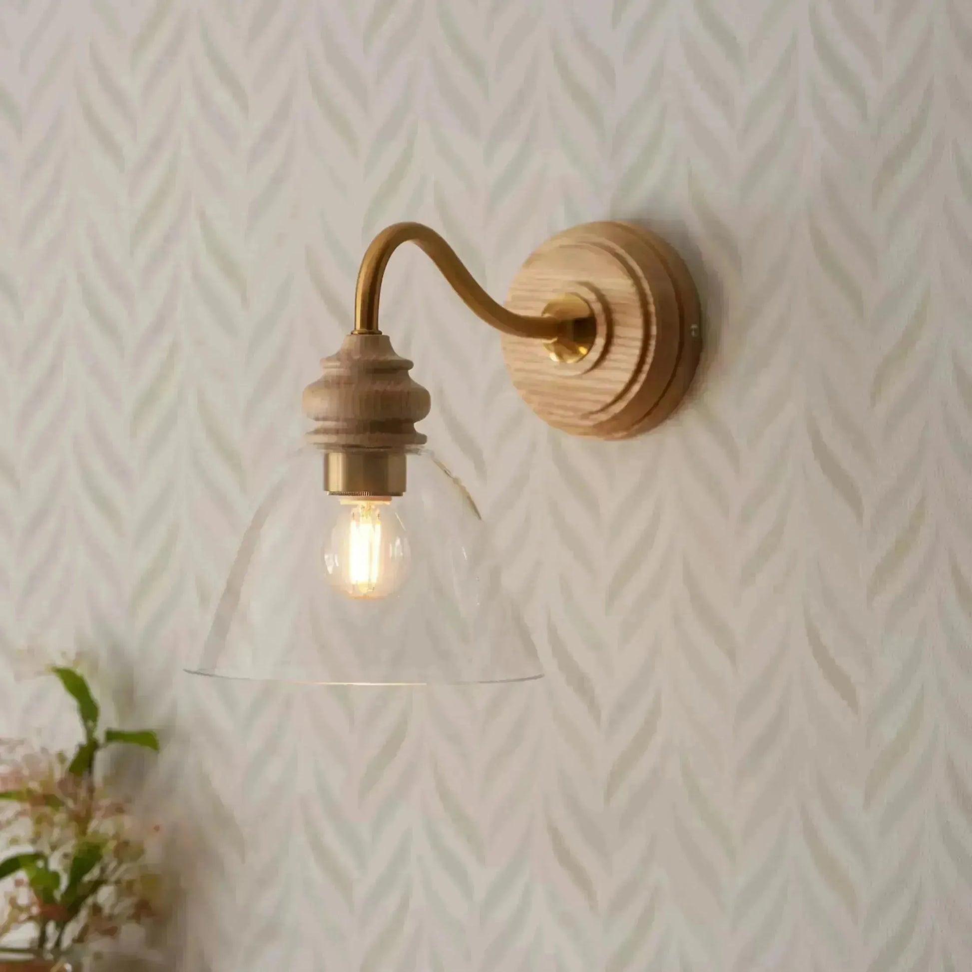 Wood and Glass Farm House Wall Light - The Farthing