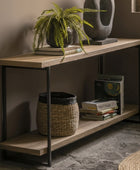 Wood and Metal 2 Tier Console Shelf Table - The Farthing