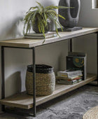 Wood and Metal 2 Tier Console Shelf Table - The Farthing