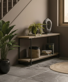 Wood and Metal 2 Tier Console Shelf Table 1
