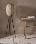 Wood and Natural Linen Floor Lamp - The Farthing