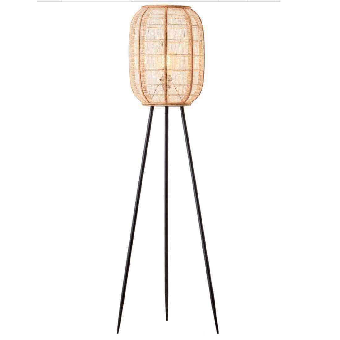 Wood and Natural Linen Floor Lamp - The Farthing