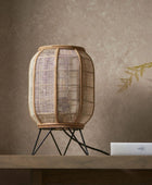 Wood and Natural Linen Table Lamp - The Farthing