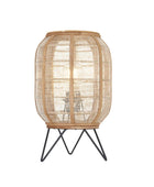 Wood and Natural Linen Table Lamp - The Farthing