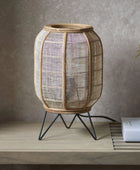 Wood and Natural Linen Table Lamp - The Farthing