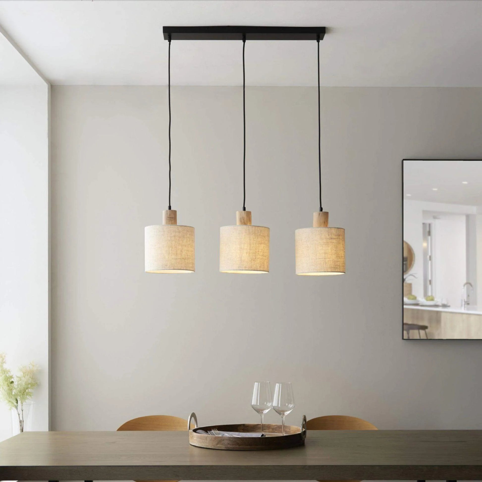 Wood and Shade 3 Pendant Light - The Farthing