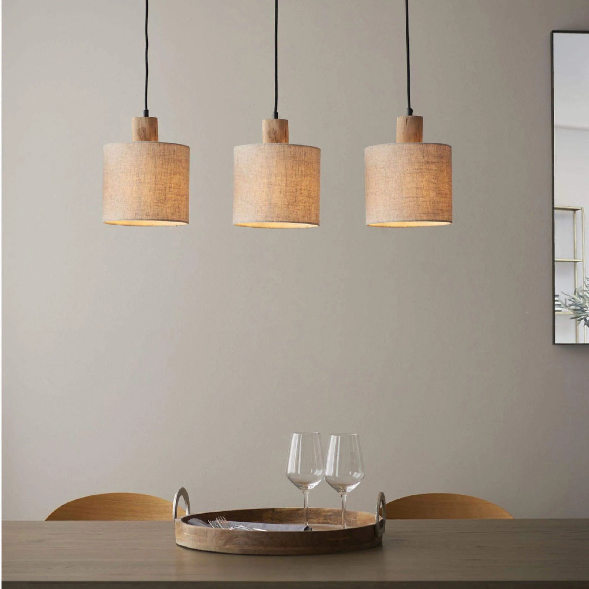 Wood and Shade 3 Pendant Light - The Farthing