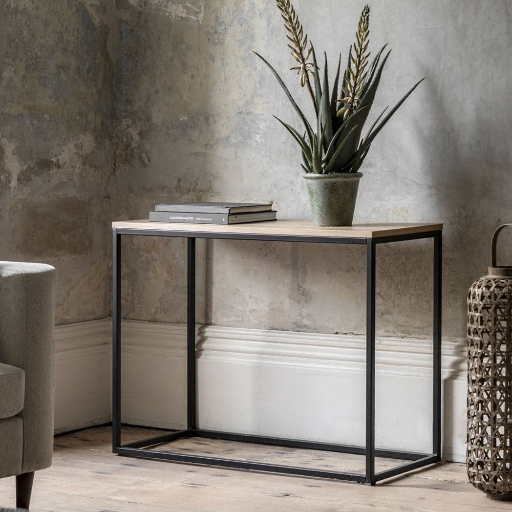 Wood Toped Metal Frame Console Table - The Farthing
