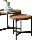 Wood Topped Tri Legged Table Set 6