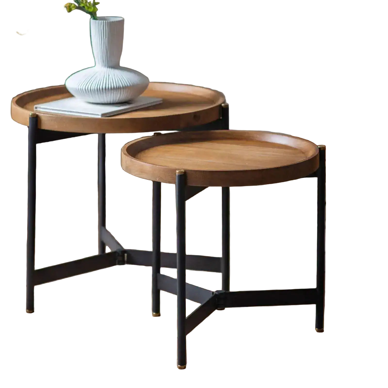 Wood Topped Tri Legged Table Set 6
