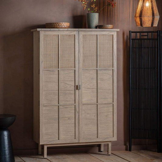 Wooden and Webbed Tall Cabinet - The Farthing