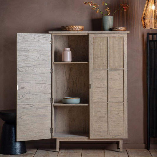 Wooden and Webbed Tall Cabinet - The Farthing