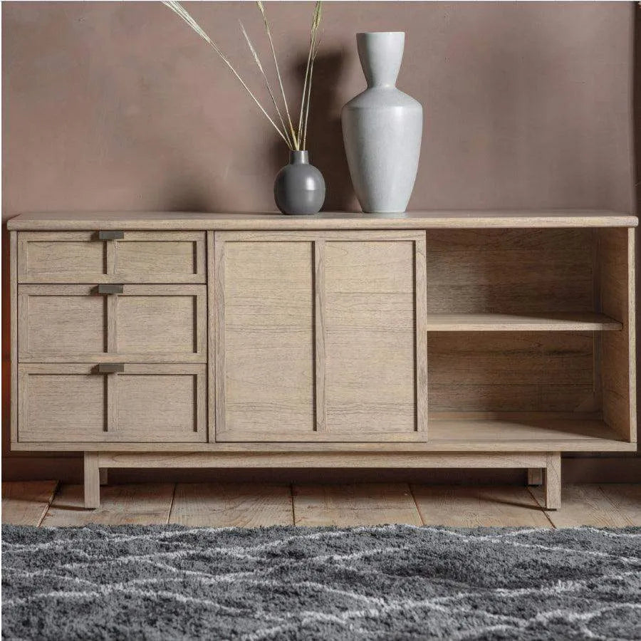 Wooden Cane Webbed 3 Drawer 2 Door Sideboard - The Farthing