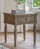 Wooden Parquet Styled 1 Drawer Side Table - The Farthing