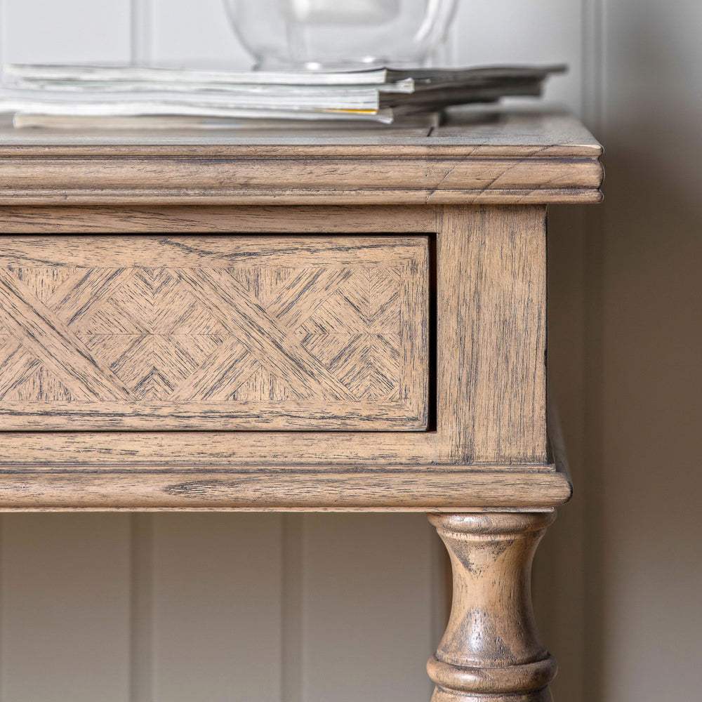 Wooden Parquet Styled 2 Drawer Desk - The Farthing