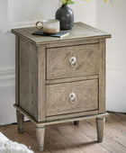 Wooden Parquet Styled Bedside Table - The Farthing