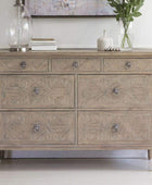 Wooden Parquet Styled Chest Of 7 Drawers - The Farthing