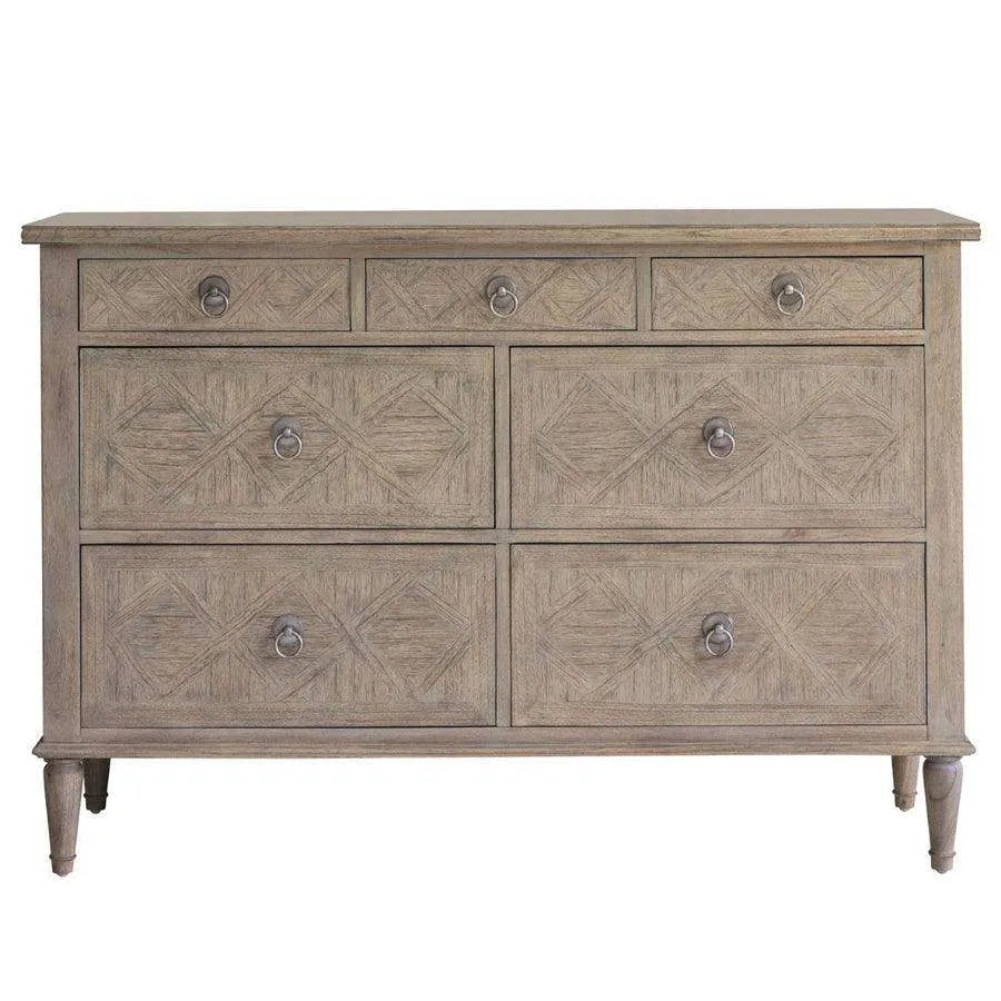 Wooden Parquet Styled Chest Of 7 Drawers - The Farthing
