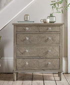 Wooden Parquet Styled Chest Of Drawers - The Farthing