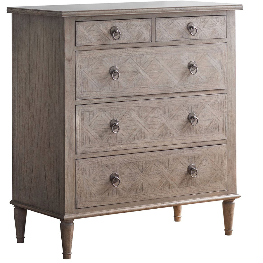 Wooden Parquet Styled Chest Of Drawers - The Farthing