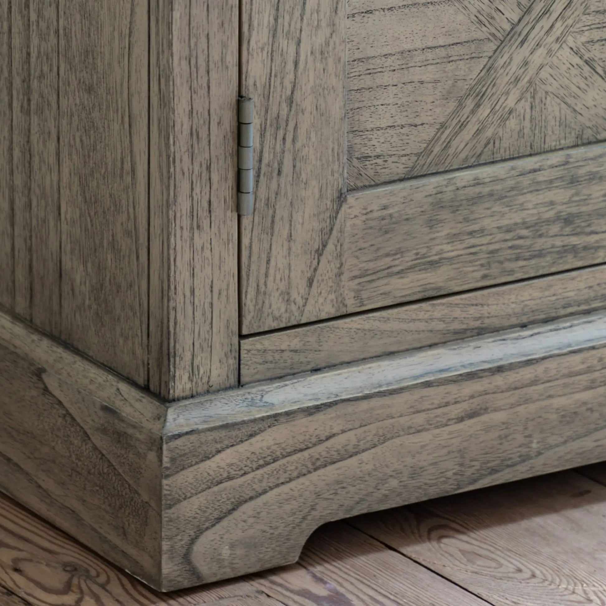 Wooden Parquet Styled Two Door Cabinet - The Farthing