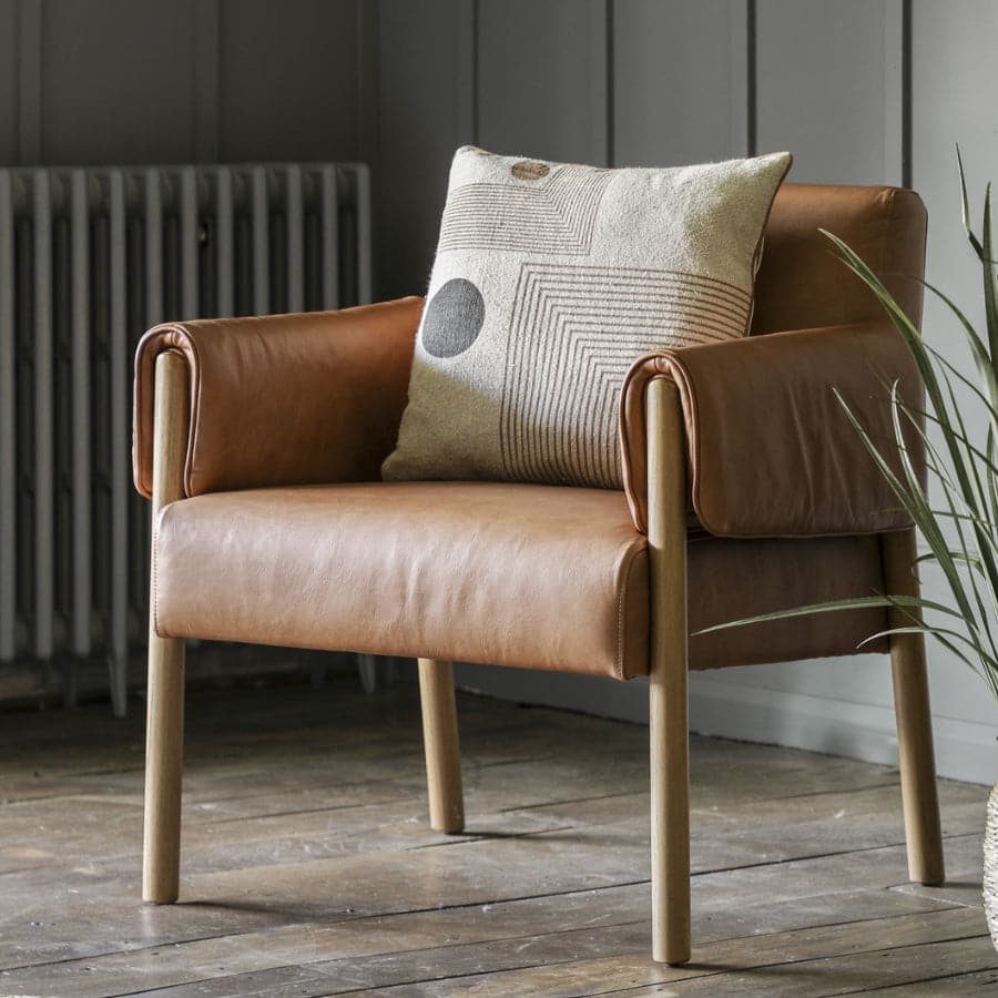 Wrapped Arm Brown Leather Armchair - The Farthing