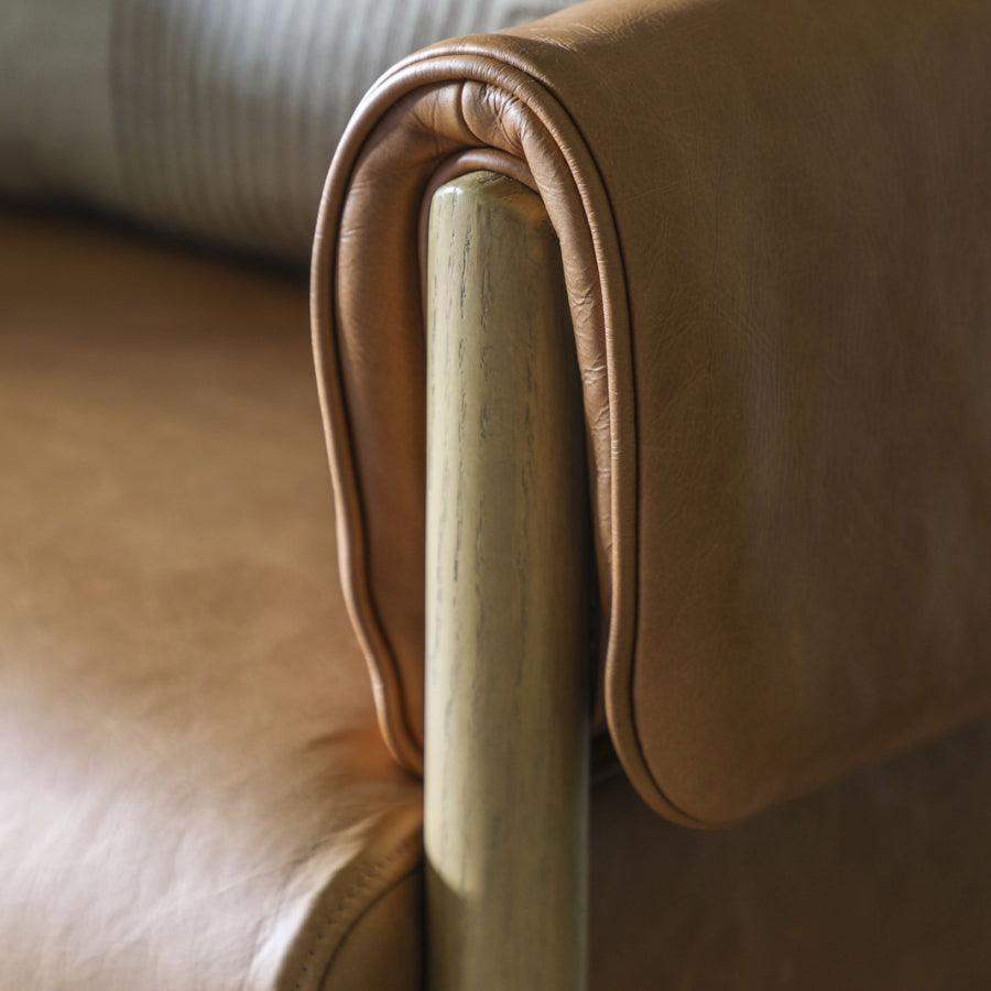 Wrapped Arm Brown Leather Armchair - The Farthing