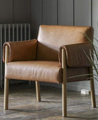 Wrapped Arm Brown Leather Armchair - The Farthing