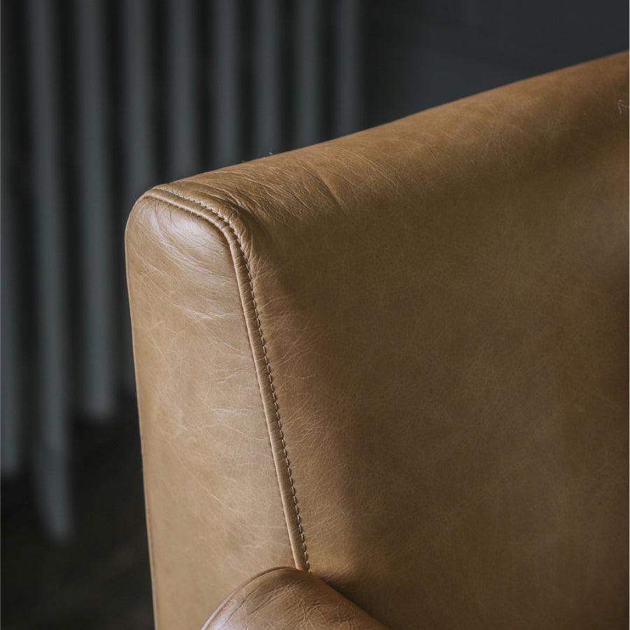 Wrapped Arm Brown Leather Armchair - The Farthing