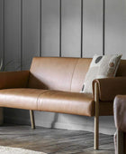 Wrapped Arm Brown Leather Two Seater Armchair - The Farthing