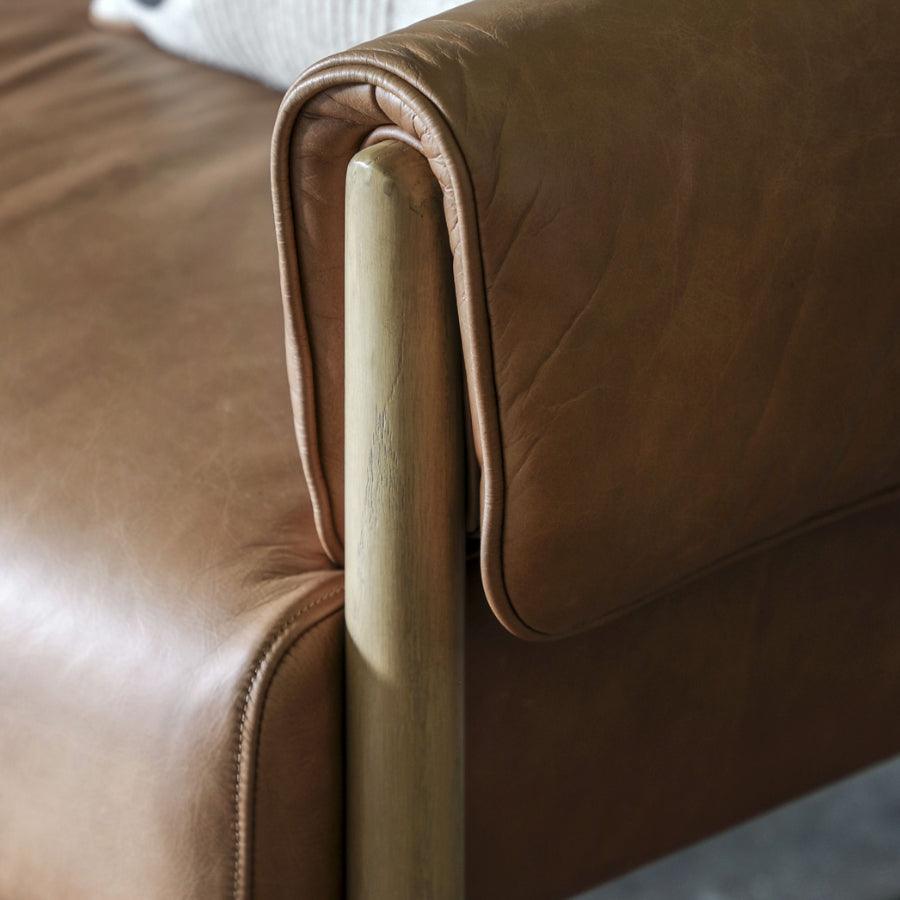 Wrapped Arm Brown Leather Two Seater Armchair - The Farthing