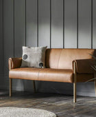 Wrapped Arm Brown Leather Two Seater Armchair - The Farthing