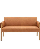 Wrapped Arm Brown Leather Two Seater Armchair - The Farthing