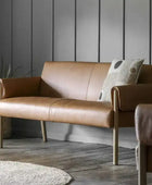Wrapped Arm Brown Leather Two Seater Armchair - The Farthing