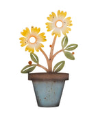 Yellow Potted Flowers Metal Garden Wall Art - The Farthing