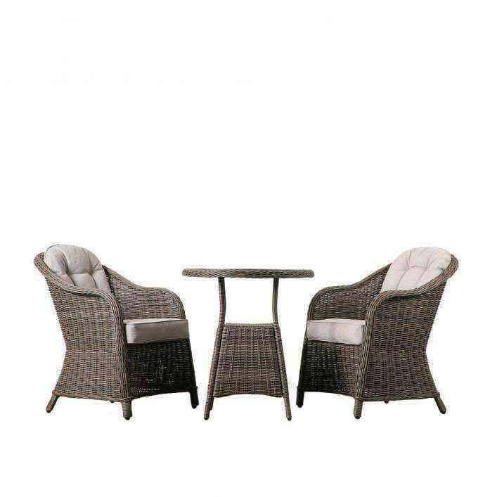 2 Seater PE Rattan Bistro / Tea Set 1 x Side Table / 2 x Relaxed Chairs - The Farthing