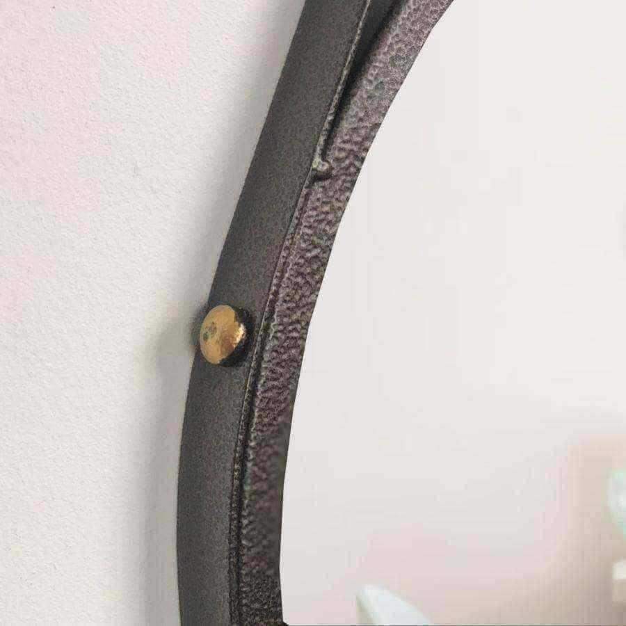 Aged Bronze Round Hanging Metal Strap Wall Mirror - The Farthing