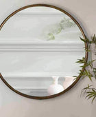 Aged Bronze Round Metal Mirror - The Farthing