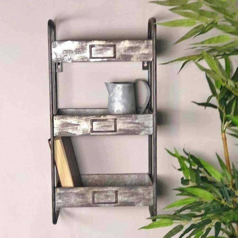 Aged Metal Wall Storage Unit - The Farthing