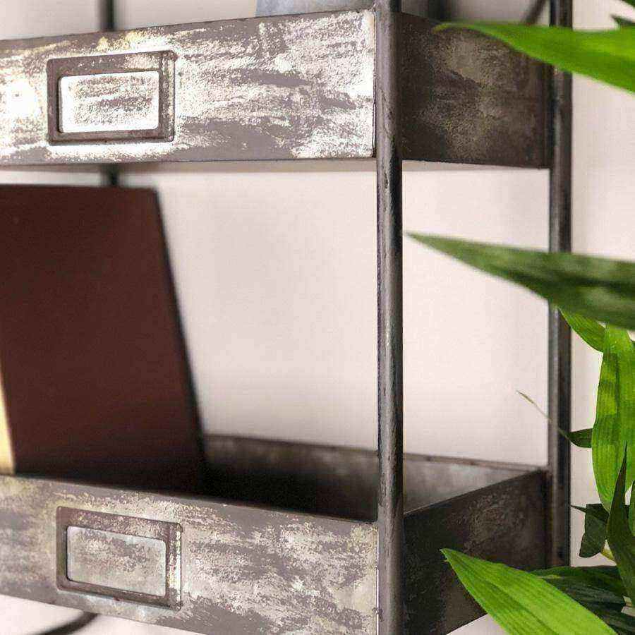 Aged Metal Wall Storage Unit - The Farthing