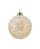 Amber Feather Etched Bauble with LED - The Farthing